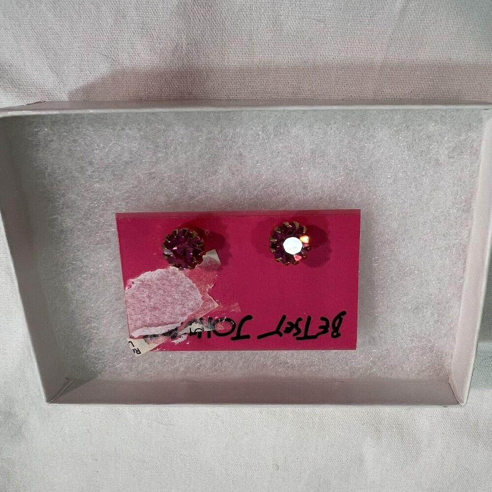 Betsey Johnson Large Pink Stud Earrings Brand New With Box